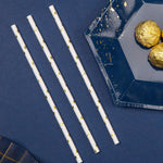 Pack 10 Pajitas Golden Star Blancas 19,5 cm