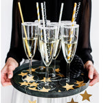 Pack 10 Pajitas Golden Star Blancas 19,5 cm