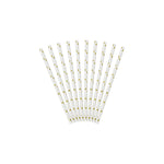 Pack 10 Pajitas Golden Star Blancas 19,5 cm