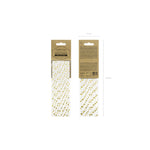 Pack 10 Palhas Papel Branco Coração Dourado 19,5 cm