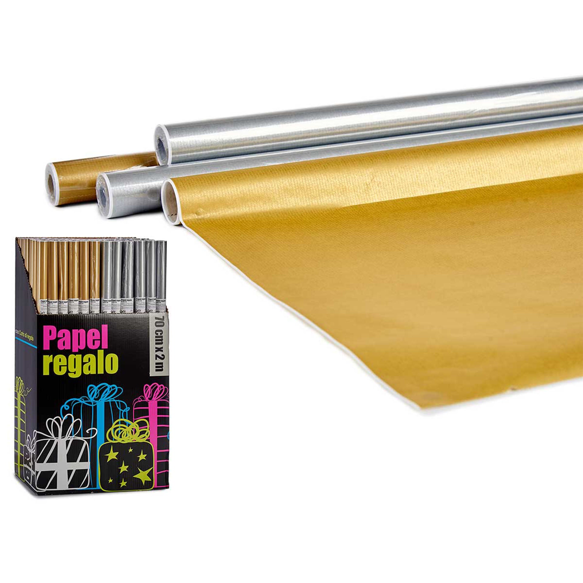 Rollo Papel Regalo Oro/Plata 1ud