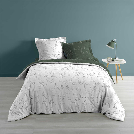 HKH Jogo Cama 3 Peças Estampado Metalizado Allover Arty Line Caqui Branco