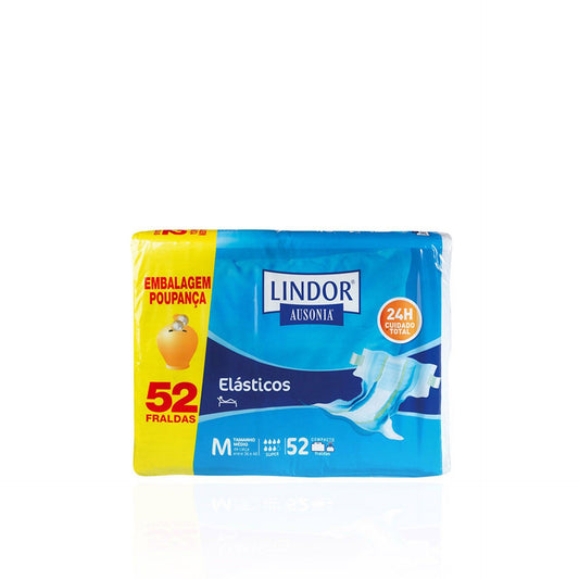 Lindor Fraldas para Adultos Tamanho Médio Elásticos Air Dry Dermo 52 un — embalagem