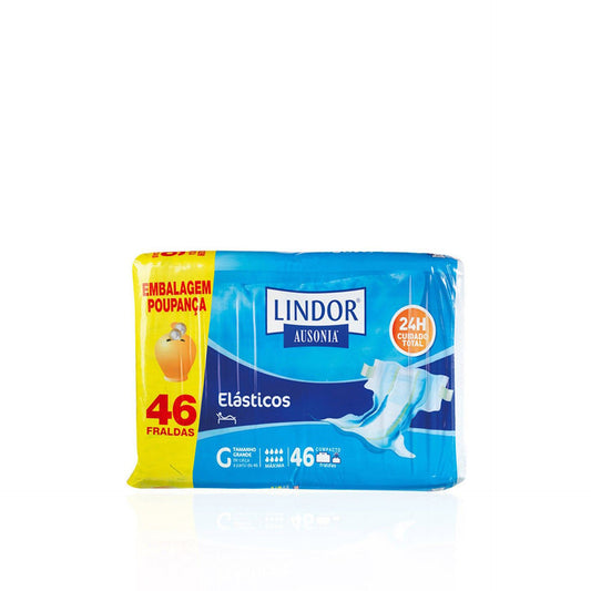 Lindor Fraldas para Adultos Tamanho Grande Elásticos Air Dry Dermo 46 un — embalagem