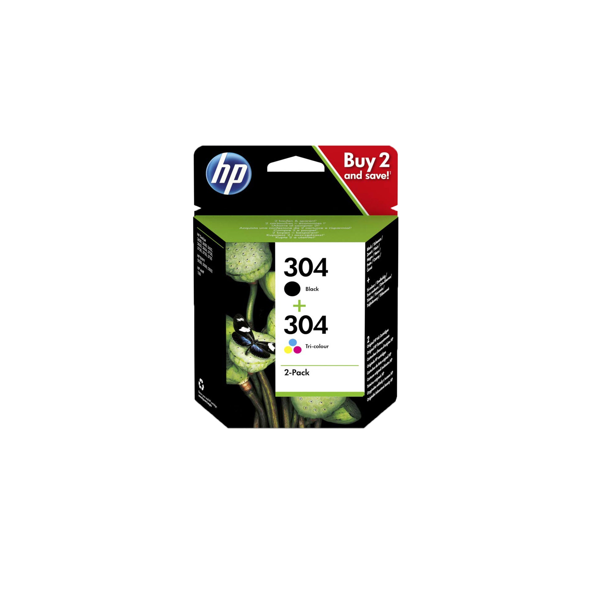 Cartuchos de tinta originales HP 304 (3JB05AE) - Negro + tricolor - Paquete de 2